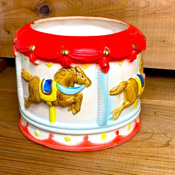 Vintage Inarco Japan Red Carosel Planter